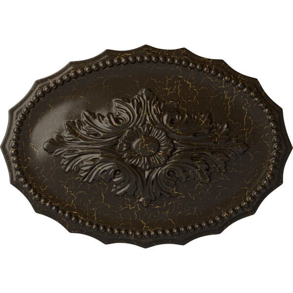 Ekena Millwork Oxford Ceiling Medallion, Hand-Painted Stone Hearth Crackle, 16 7/8"W x 11 3/4"H x 1 1/2"P CM16OXSHC - main